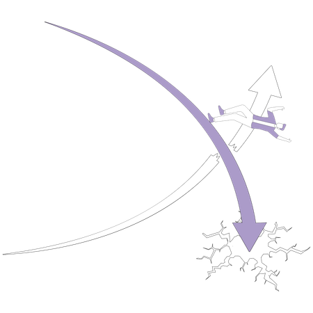 Businessman with Falling arrow destroys rising arrow  Illustration