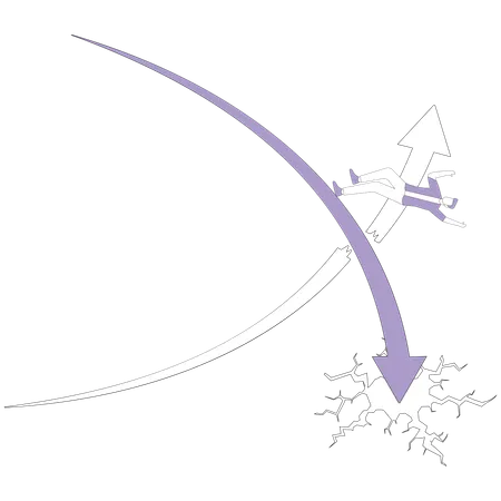 Businessman with Falling arrow destroys rising arrow  Illustration