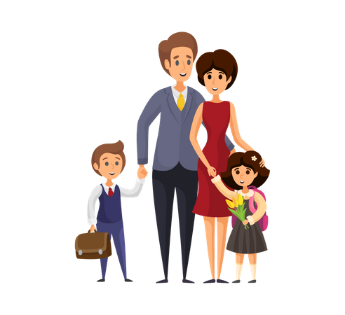 Businessman with family  Illustration
