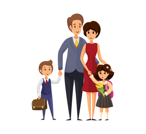 Businessman with family  Illustration