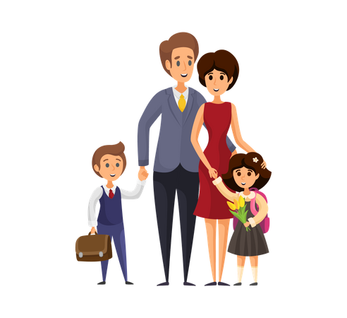 Businessman with family  Illustration
