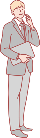 Businessman with file and thinking something  Illustration
