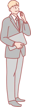 Businessman with file and thinking something  Illustration