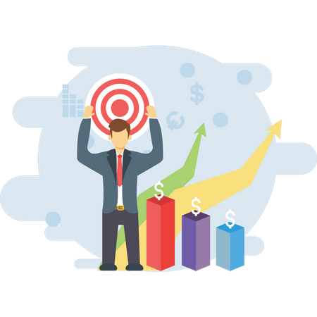 Businessman with financial goal  Illustration