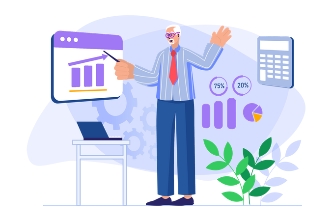 Businessman with financial growth  Illustration