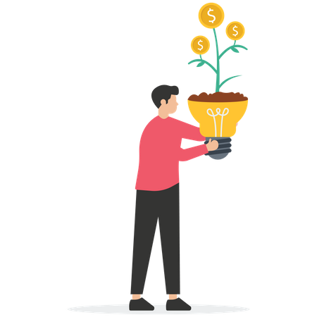 Businessman with financial growth idea  Illustration