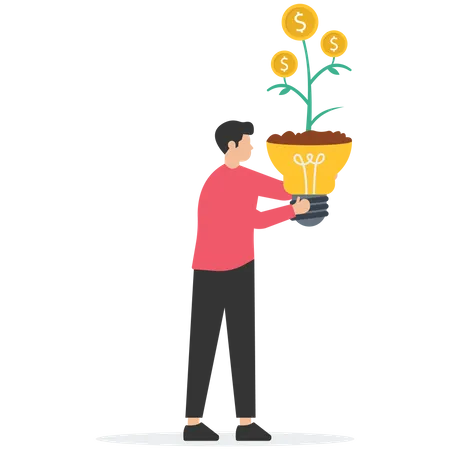 Businessman with financial growth idea  Illustration
