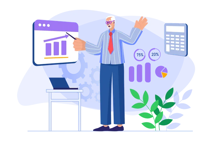 Businessman with financial growth  Illustration