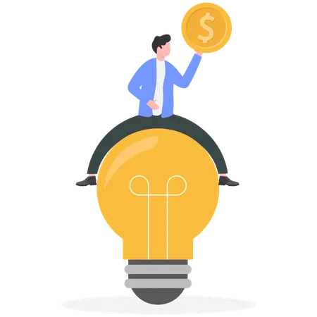 Businessman with financial idea  Illustration