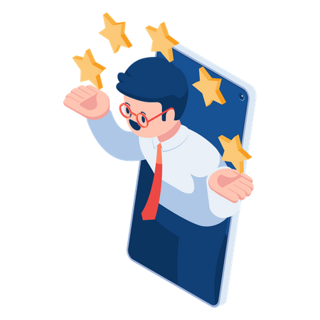 Businessman with Five Star Rating Illustration