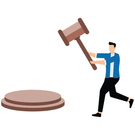 Businessman with gavel ready to strike  Illustration