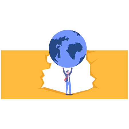 Businessman with global accidental  Illustration