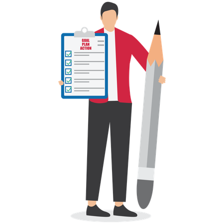 Businessman with goal action checklist  Illustration