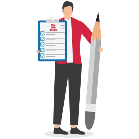 Businessman with goal action checklist  Illustration