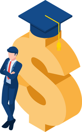 Businessman with graduation in business course Illustration