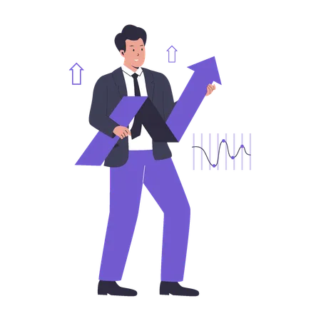 Businessman with growth graph  Illustration