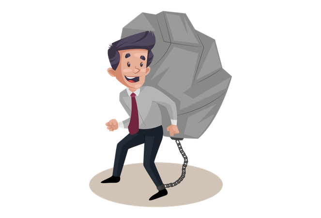 Businessman with heavy work load  Illustration