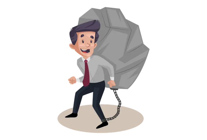 Businessman with heavy work load  Illustration