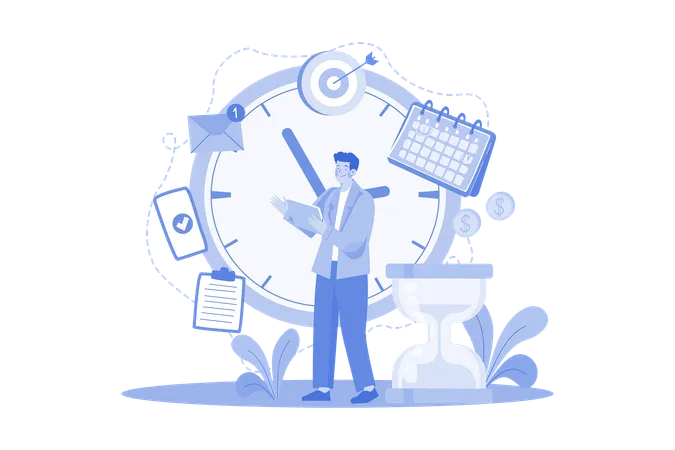 Businessman With His Schedule Illustration Concept On A White Background Illustration