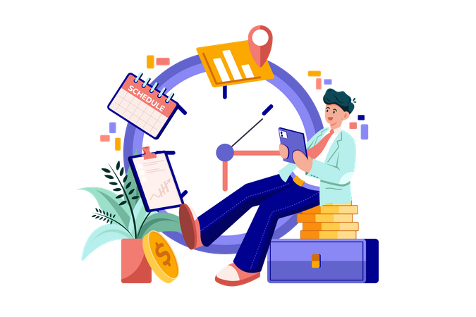 Businessman with his schedule Illustration