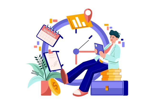 Businessman with his schedule Illustration