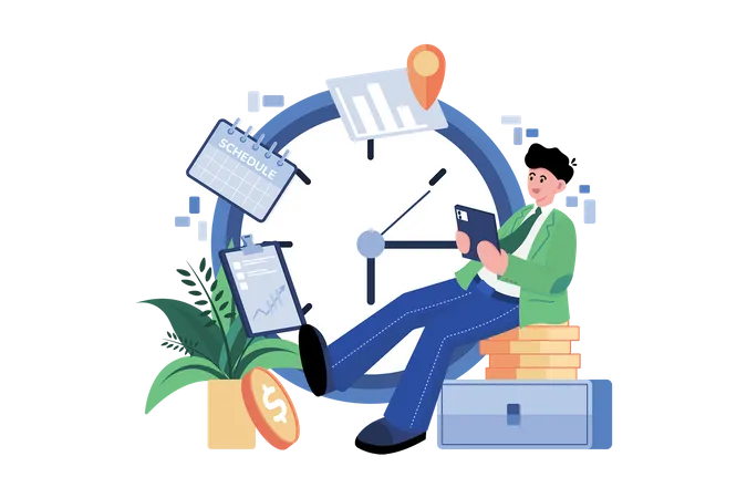 Businessman with his schedule  Illustration