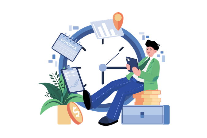 Businessman with his schedule  Illustration