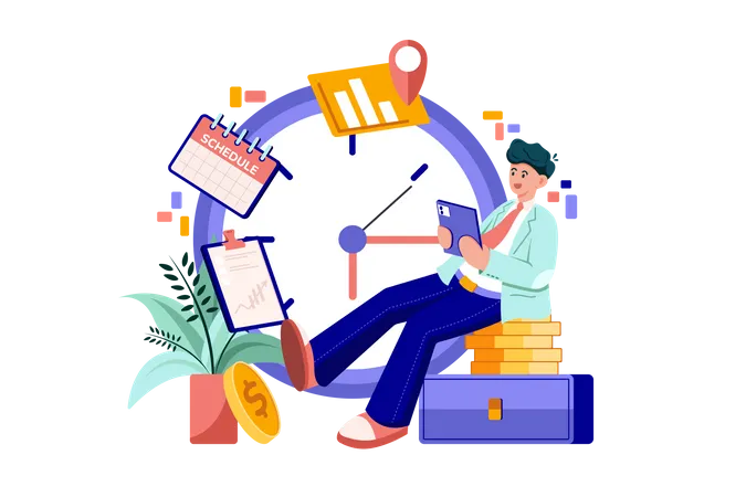 Businessman with his schedule  Illustration