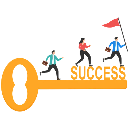 Businessman with his team is moving towards success  Illustration