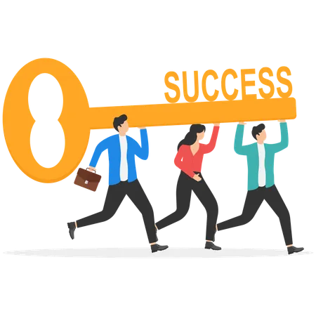 Businessman With His Team Is Moving Towards Success Illustration