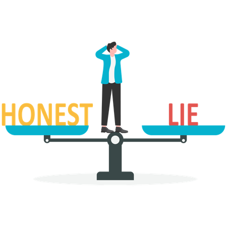 Businessman with honest and lie signpost  Illustration
