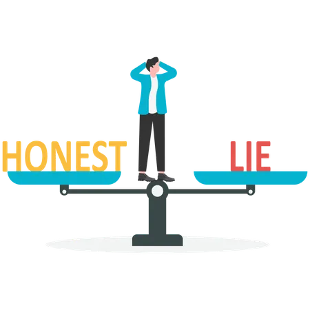 Businessman with honest and lie signpost  Illustration
