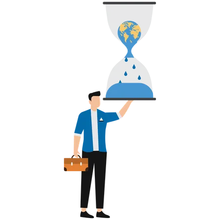 Businessman with hourglass  Illustration