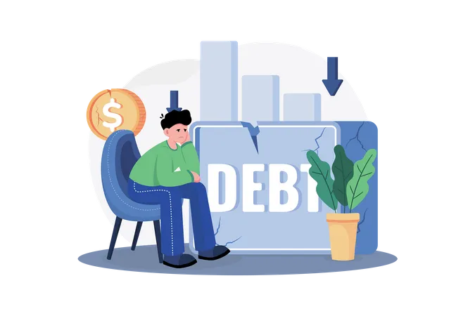 Businessman With Huge Debt Illustration Concept On White Background Illustration