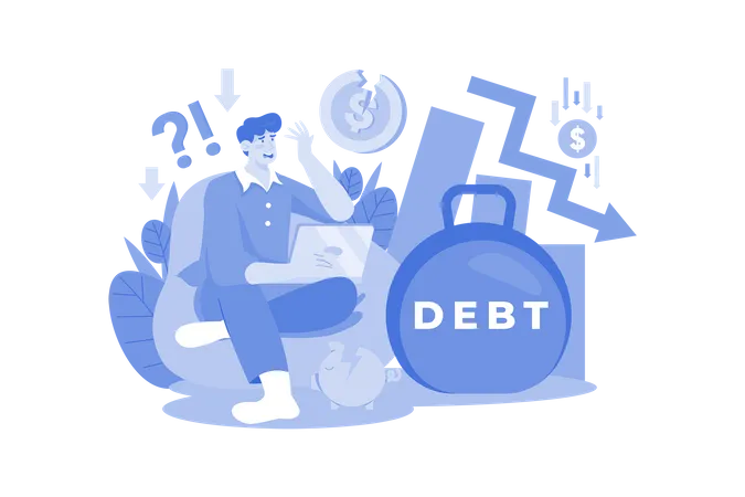 Businessman With Huge Debt  Illustration