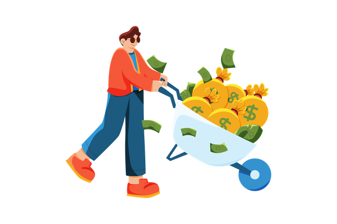 Businessman with huge profit  Illustration