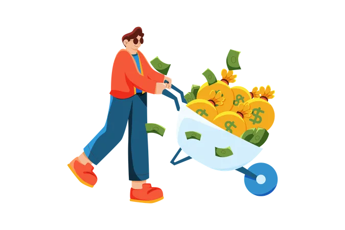 Businessman with huge profit  Illustration