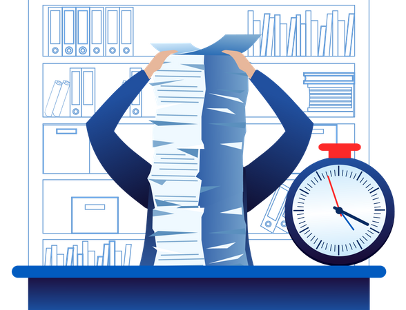 Businessman with huge workload  Illustration