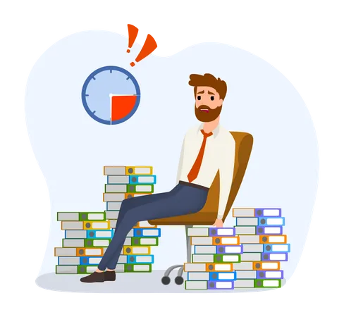 Businessman With Huge Workload  Illustration