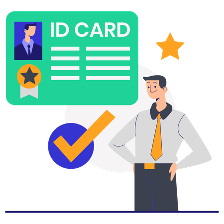 Businessman with ID Card  Illustration