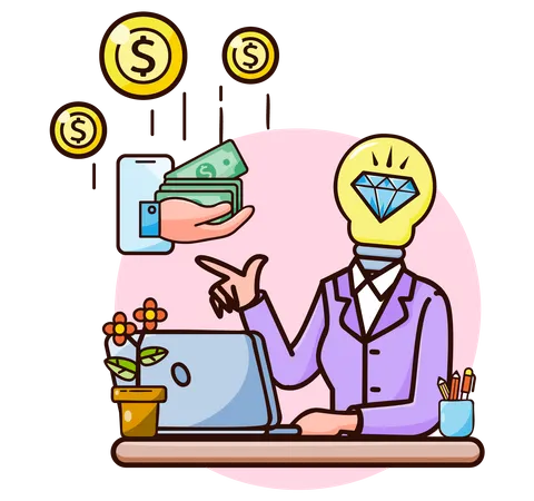 Businessman with idea of earning money Illustration