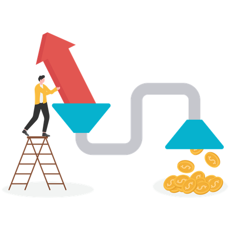 Businessman with input output model in quality economic analysis  Illustration