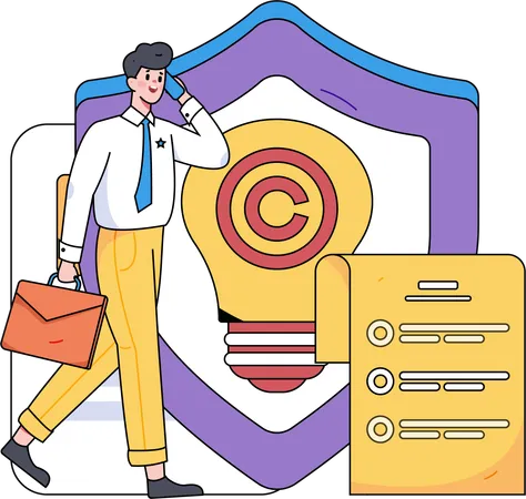 Businessman with intellectual property  Illustration