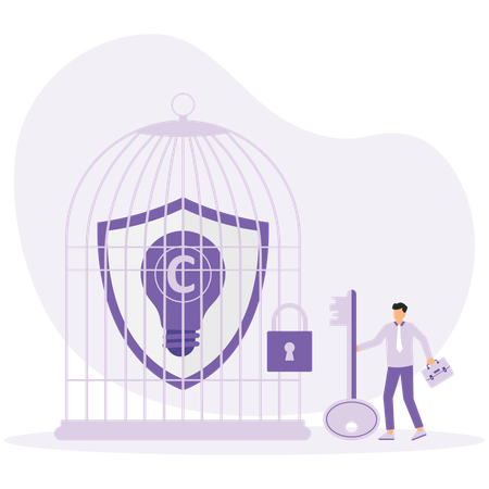 Businessman with Intellectual property of protection  Illustration