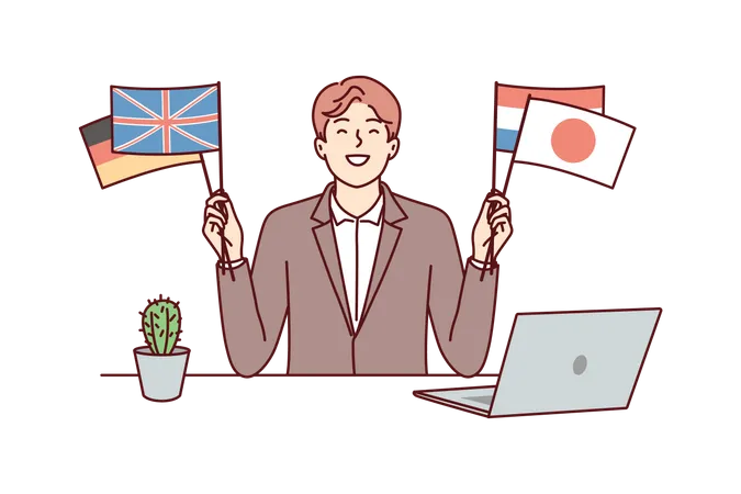 Businessman with international reach  Illustration