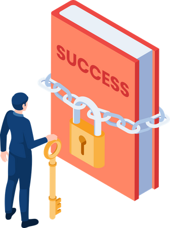 Businessman with Key to success Illustration