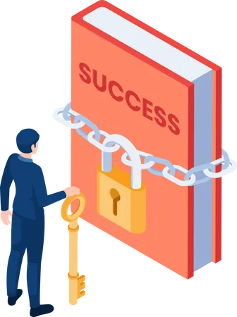 Businessman with Key to success  Illustration