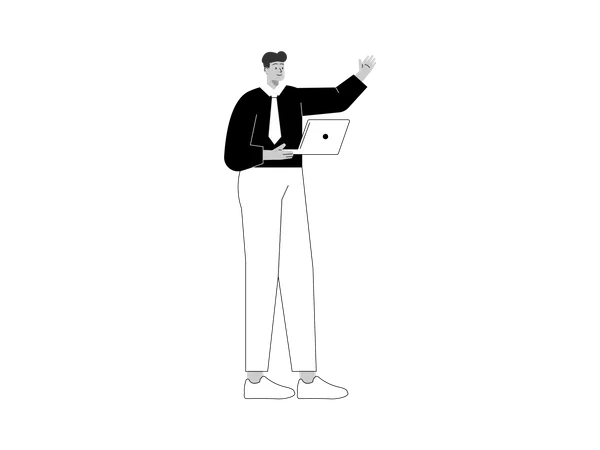 Businessman with laptop  Illustration