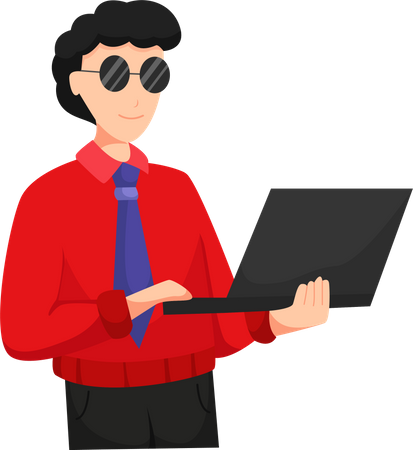 Businessman With Laptop  Illustration