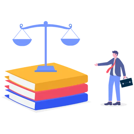 Businessman with Law and Justice  Illustration